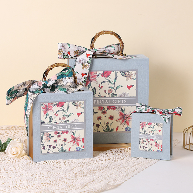 竹の日の手提げのベルベットのギフトボックスの神秘的な花園の手のギフトボックスの喜糖の箱の空の箱のギフトボックスの包装箱のギフトボックス
