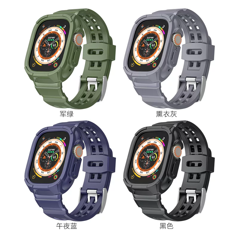 Подходит к Apple Watch ремешок iwatch 9 поколения ледяной доспех двойной набор ремешок Ultra249мм TPU интегрированный ремешок