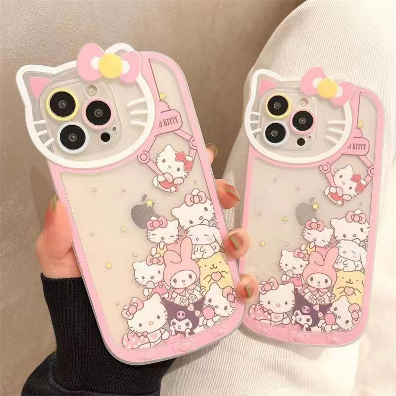 ins Hello Kitty drop-resistant iPhone13promax phone case xsmax Apple 11/12 transparent xs/xr ins Hello Kitty drop-resistant iPhone13promax phone case xsmax Apple 11/12 transparent xs/xr