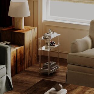 Cross -border acrylic small table beverage table, small bedside table, for sofa, living room, bedroom, easy to assemble 3