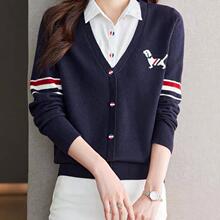 秋冬衬衫领假两件毛衣女2025新款感宽松针织衫内搭打底衫上衣