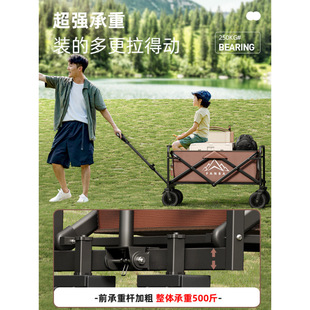 Foldable Outdoor Camping Cart for Children, Reclining Camping Small Trailer, Picnic Trolley with Table
