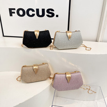 跨境2026新款晚宴包金属叶子盒子包时尚小方包宴会礼服手拿斜挎包