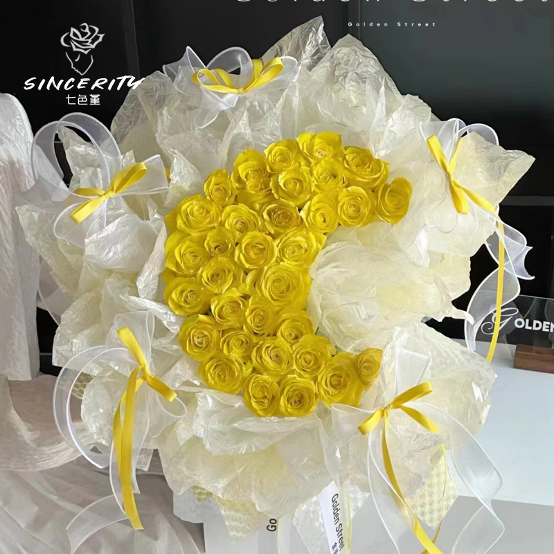 Día de San Valentín de siete colores de la luna de flores de flores de artefactos de plástico amor estilizador material de embalaje florista image 4
