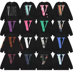 Vlone Laver Dollar Big V Niche Trbottomy Brand American Loose Couple Round Neck Long-Sleeved T-Shirt Bottoming Shirt for Men and Women