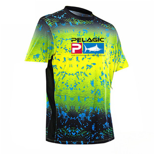Pelagic Fishing Suit Summer Sunscreen Fishing Shirt Short Sleeve Outdoor Sportswear Soft Fabric Quick-Drying Round Neck T-Shirt