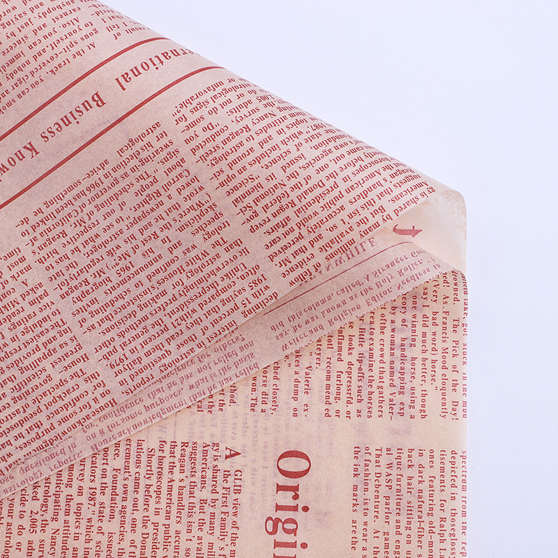 Retro papel Kraft periódico inglés papel de pera 20 piezas de revestimiento de embalaje material de embalaje de flores de papel
