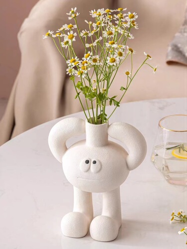Nordic INS style large footed vase, cute and luxurious entryway dining table decor, decorative item, moving house gift, children's room flower arrangement