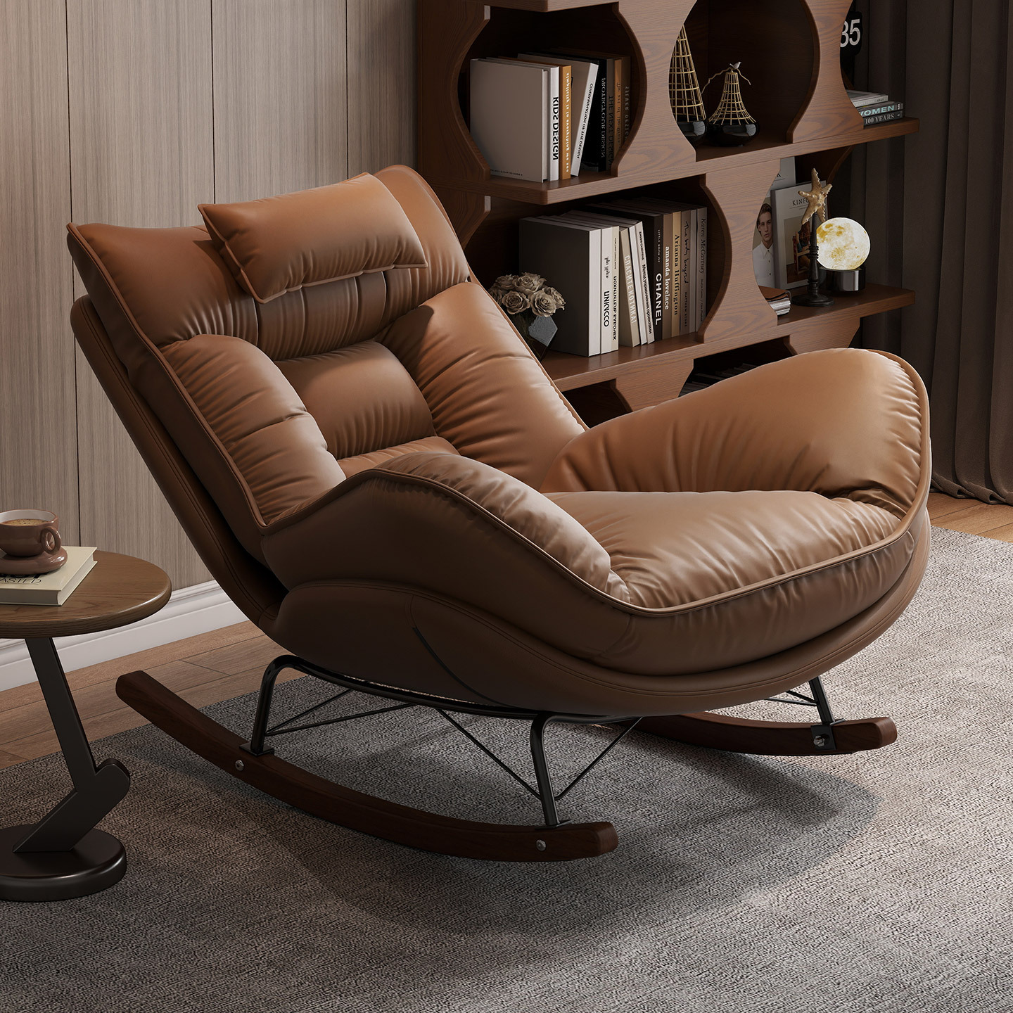 Home rocking chair, lounge chair, adult living room/balcony leisure sofa, single-person relaxation chair, folding rocking chair