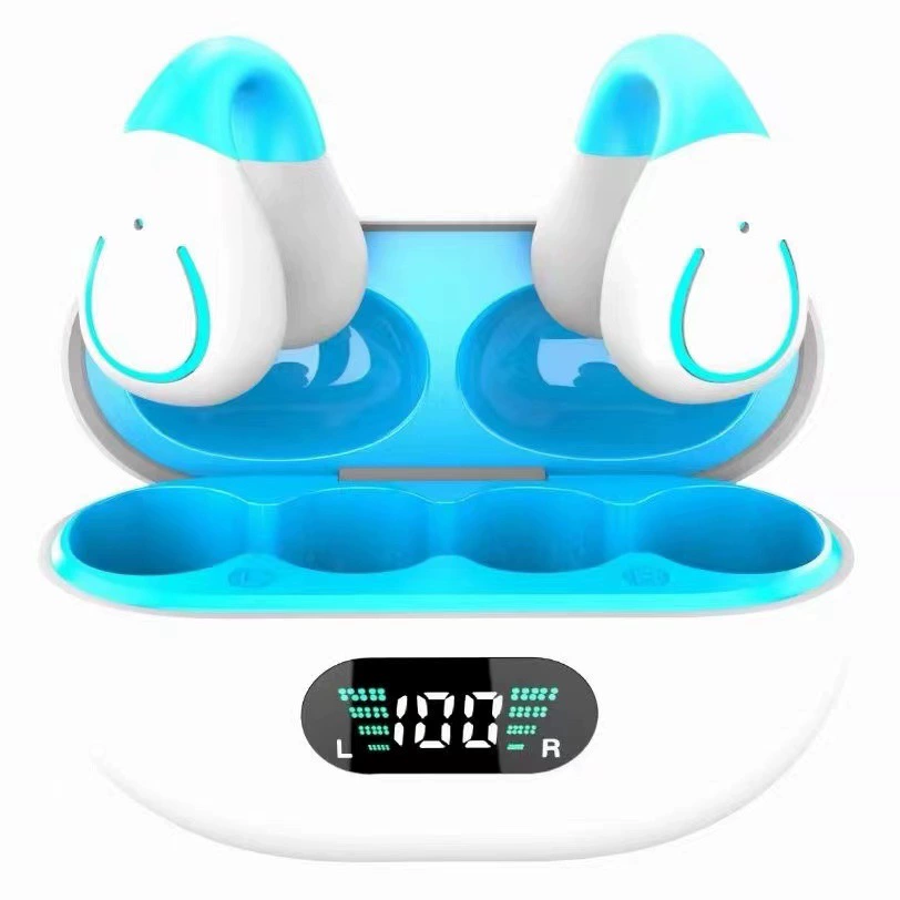 Wireless Earbuds, Bluetooth 5.3 Ear-Clip Design, True Wireless with LED Charging Case, Sweatproof
