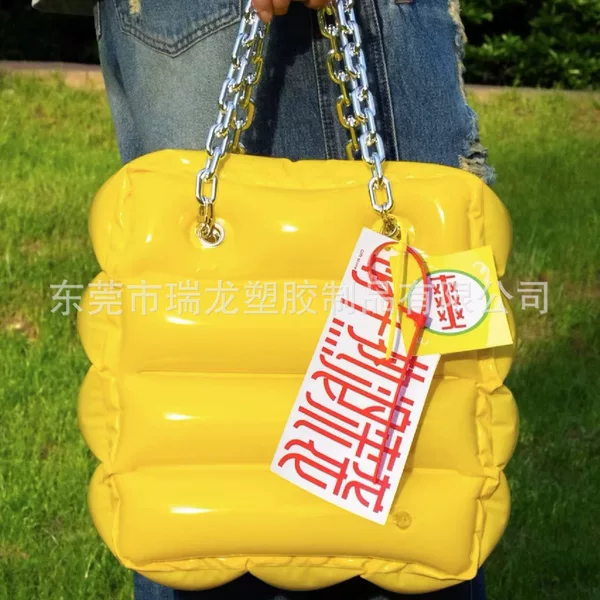 Dongguan voltage factory PVC square bag yellow gift bag inflatable advertising bag