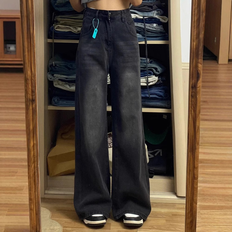 裤子女款大码胖mm小个子直筒牛仔裤2025新款宽松bf慵懒显瘦阔腿裤|undefined