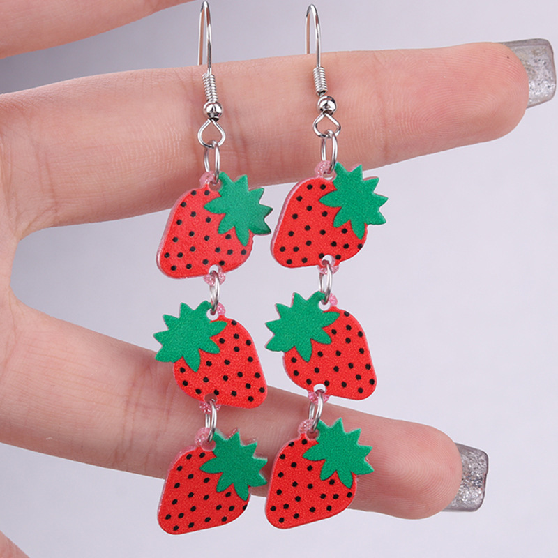 Acrylic Material 1 Pair Pastoral Strawberry Arylic Drop Earrings
