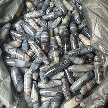 厂家现货批发45~60mm缠丝光面蓝沁色眼睛款大米珠线条玛瑙散珠