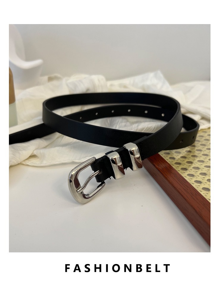 Retro Sweet Solid Color Imitation Leather Alloy Women's Leather Belts display picture 2