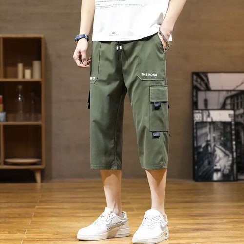 2025 New Summer 7/8 Length Sports Pants Work Shorts Men's 7/8 Length Pants Men's Thin Casual Streetwear Brand Mid Pants