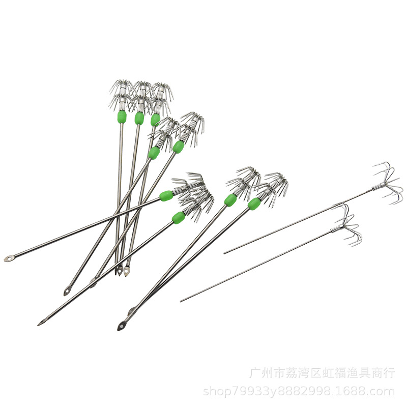 Gancho luminoso gancho de calamar gancho de camarón vivo gancho paraguas gancho de cebo vivo calamar soplando tubo pulpo tinta pescado gancho de acero inoxidable 10 ganchillo