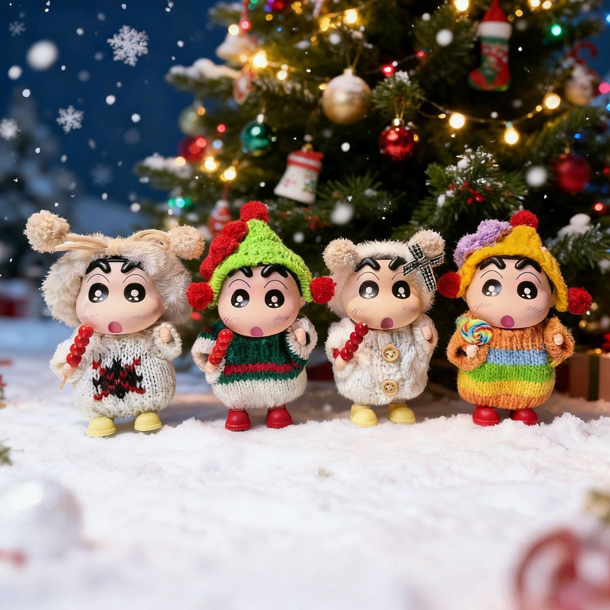 Sweater Snow Boots Crayon Shin-Chan Figurine Candied Hawthorn Blind Box Cute Home Decor Car Toy Trendy Doll Gift