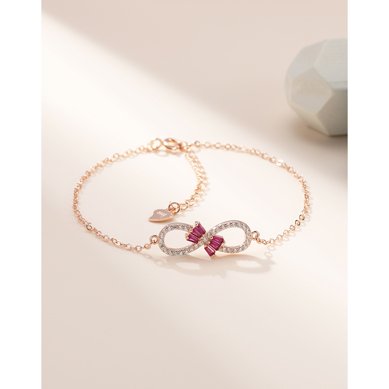 S925 plata esterlina 8-pulsera en forma de luz de lujo nicho diseño de alto grado temperamento diamante-incrustado infinito amor pulsera digital de las mujeres