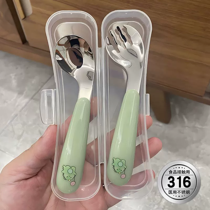 316 из нержавеющей стали Детская ложка для хранения коробки для детей от 1 до 3 лет