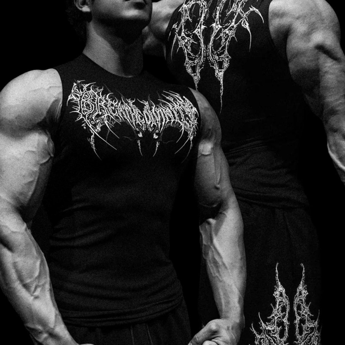 2025 Bd Vest Gothic Style Printed Bodysuit Sports Training Fitness Quick-Drying Breathable Milk Silk Vest