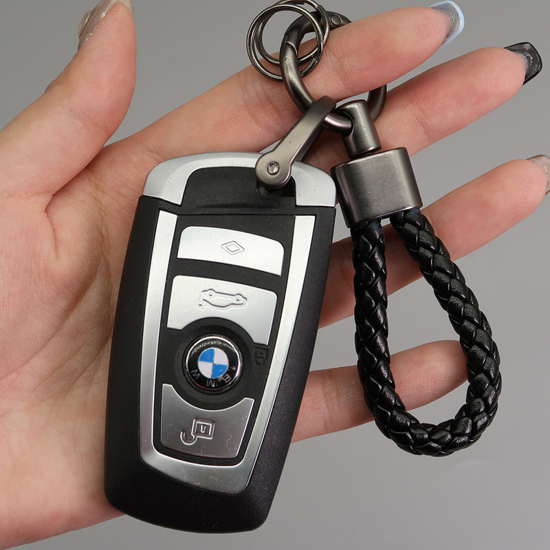 フランス式編み革紐紛失防止自動車キーホルダー創意亜鉛合金回転可能手編みショートキーチェーン|undefined