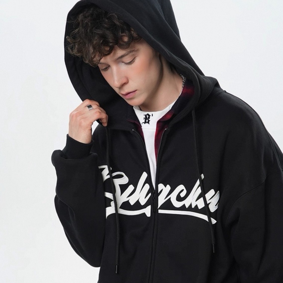 2026 American-style trendy street hip-hop street dance bboy skateboard loose-fitting simple fleece-lined long-sleeve hooded sweatshirt