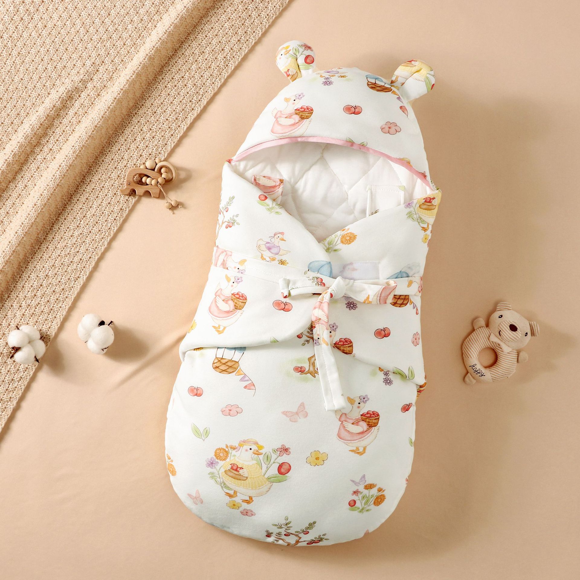 Newborn Baby Pure Cotton Sleeping Bag Spring & Fall Baby Winter Thickeneded Quilt Soothing Anti-Jump Quilt Sleeping Bag Swaddle