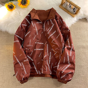 2025 Early Spring Main Push Explosion Personalized Printed Double-sided Wear Multi-function Collar Handsome Windbreaker Jacket Jacket