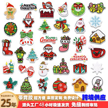 厂家现货圣诞节布贴圣诞老人雪人刺绣贴Patch衣服帽子补丁贴批发