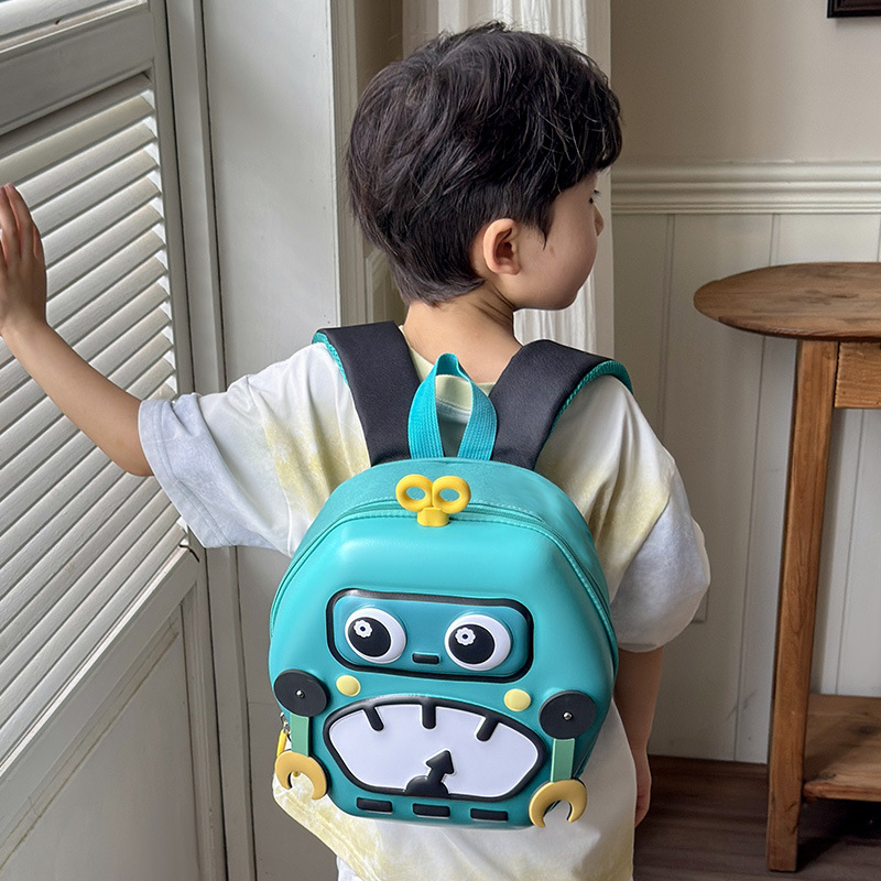 Jardín de infantes clase pequeña y media mochila para bebés caricatura lindo robot mochila para niños portátil mochila para niños de cáscara dura