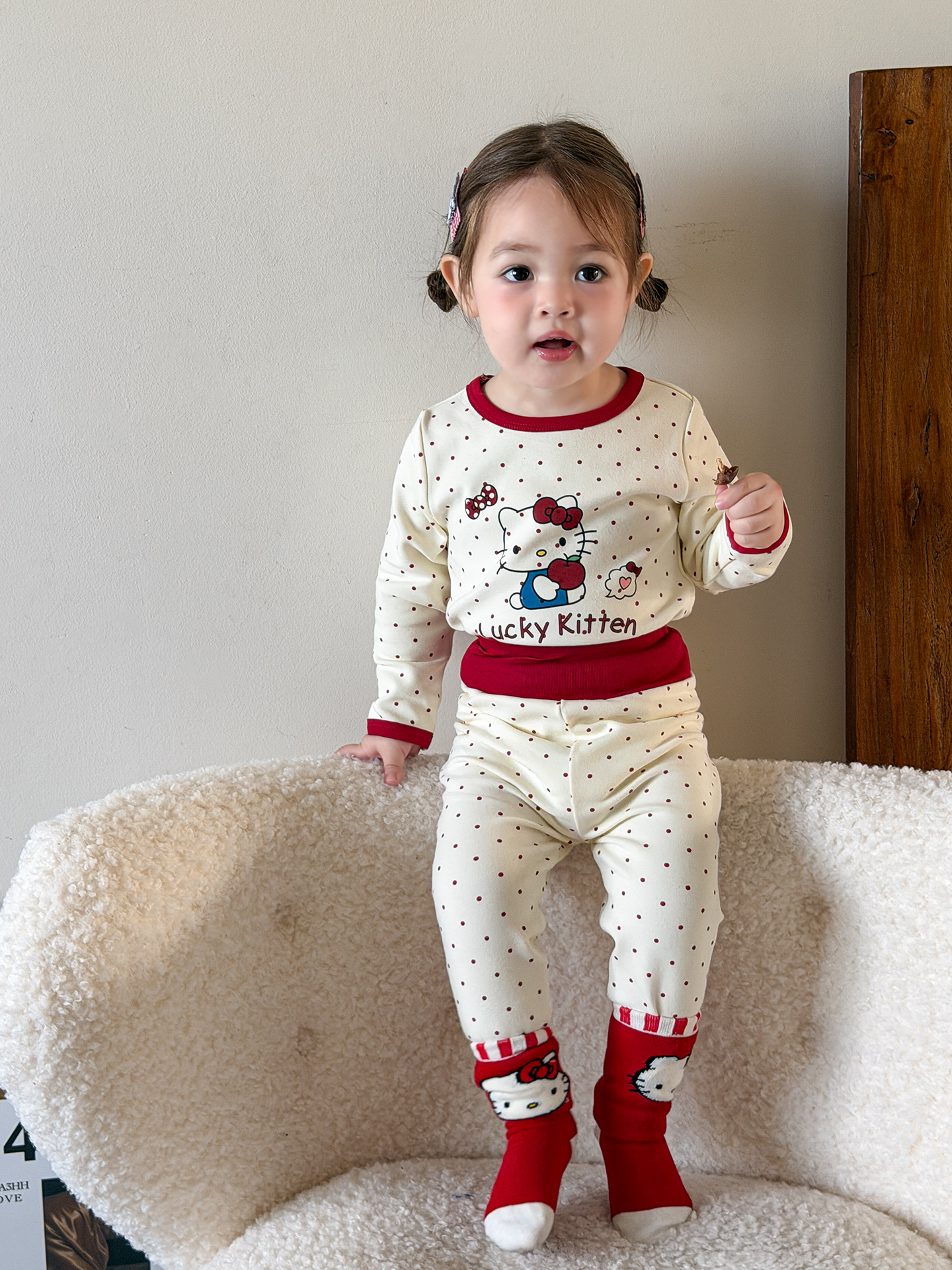 Sugar Pear ropa infantil pijama infantil invierno 2025 nuevo estilo exterior ropa doméstica de niña ropa de bebé de niña