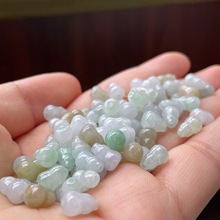 A货天然缅甸翡翠玉石散珠三彩小葫芦单颗冰种手工DIY饰品材料批发