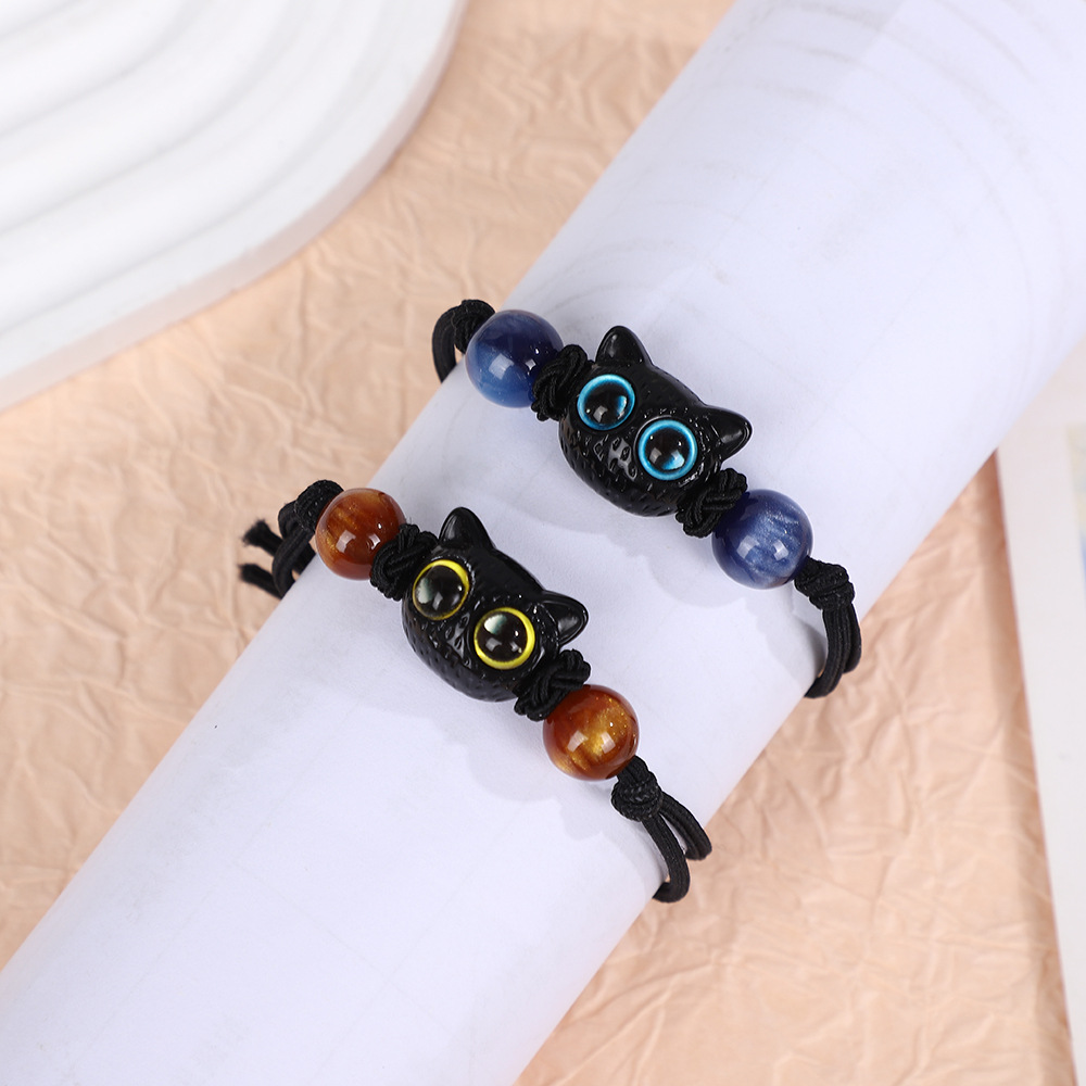 New Chinese-Style Cute Cat Cross-Border Small Rubber Band Bracelet, Adorable Couple Bracelet, Student Gift, 2025 Hot-Selling Wristband