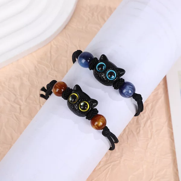 New Chinese-Style Cute Cat Cross-Border Small Rubber Band Bracelet, Adorable Couple Bracelet, Student Gift, 2025 Hot-Selling Wristband