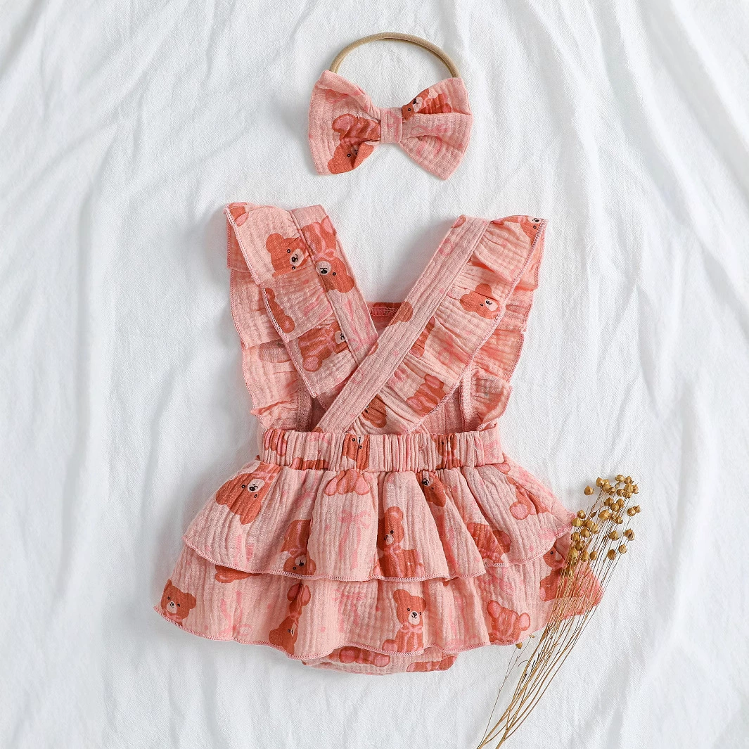 Летняя детская брендовая одежда без рукавов, милый бодик, 2025 год