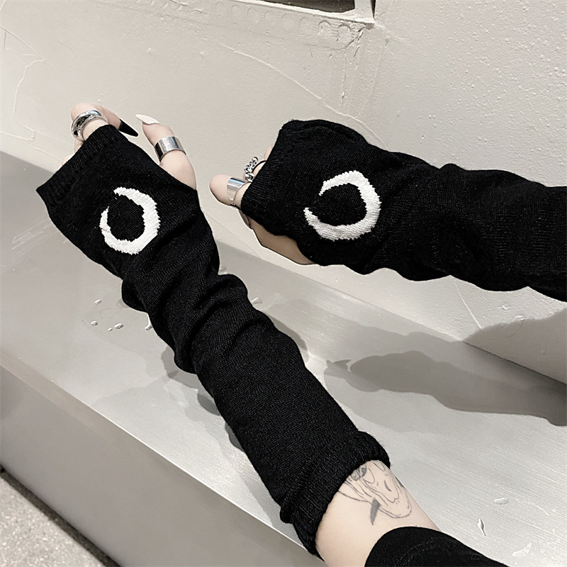 2023 new Korean ins trend matching gloves, half sleeves, warm sun protection, knitted sleeves, trendy accessories