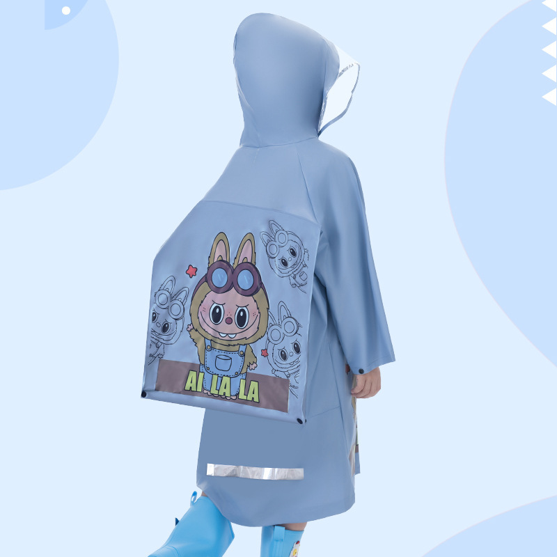 新款6-12岁男童女童宝宝雨披小学生幼儿园书包位反光无味儿童雨衣|undefined