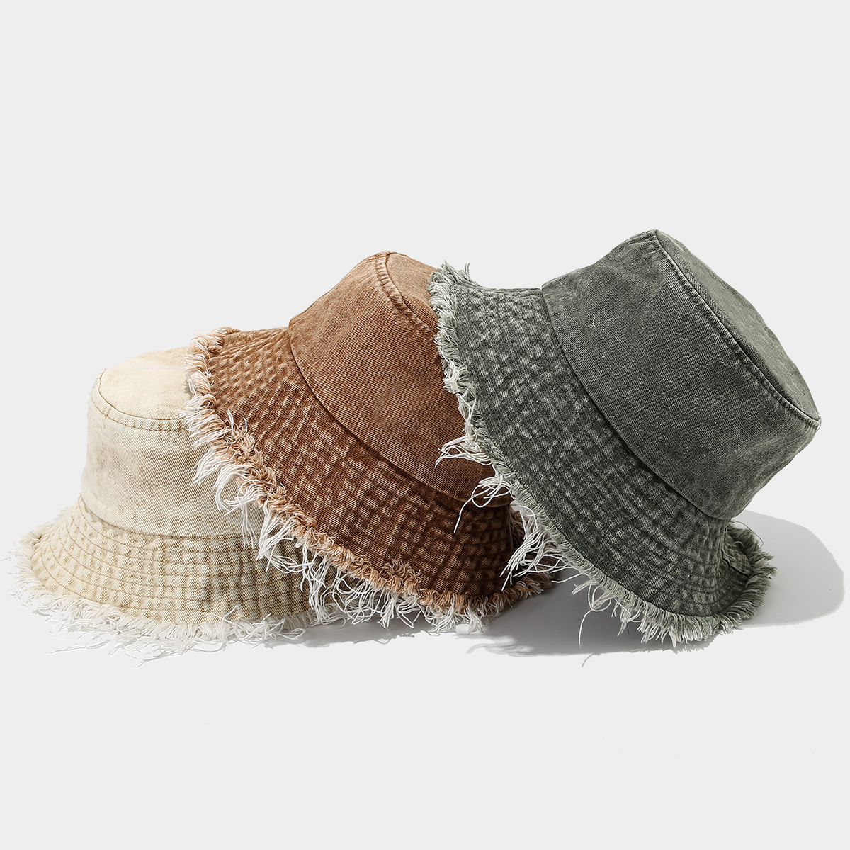 Marca de moda viejo sombrero de pescador de mezclilla sin filo moda de la calle de primavera y verano tablero de luz lavada sombrero de lavabo grande sombrero de mujer