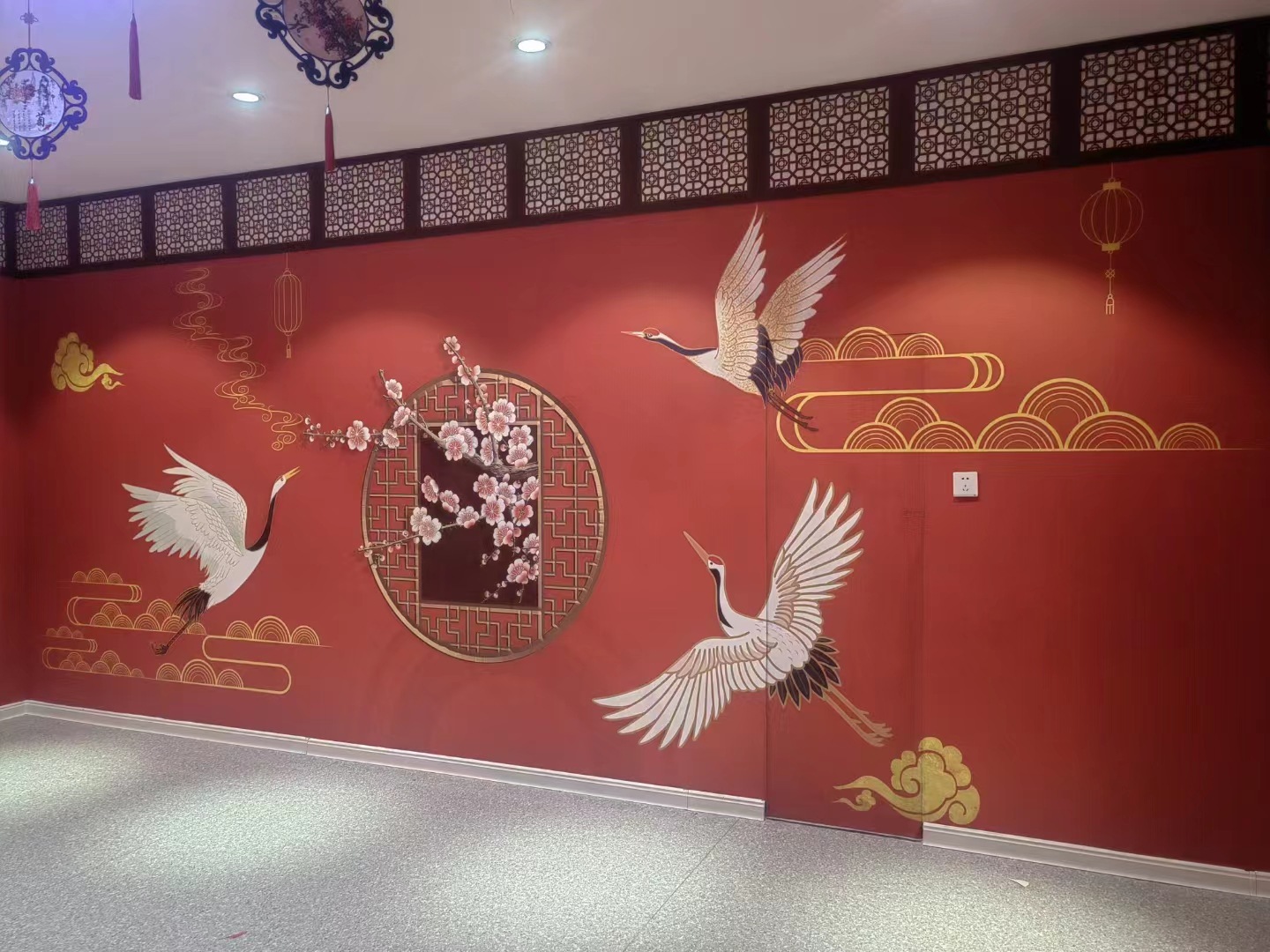 新中式背景墙工装