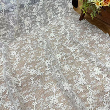 新款绣花布蕾丝提花布料棉线服装双边流苏连衣裙镂空立体刺绣面料