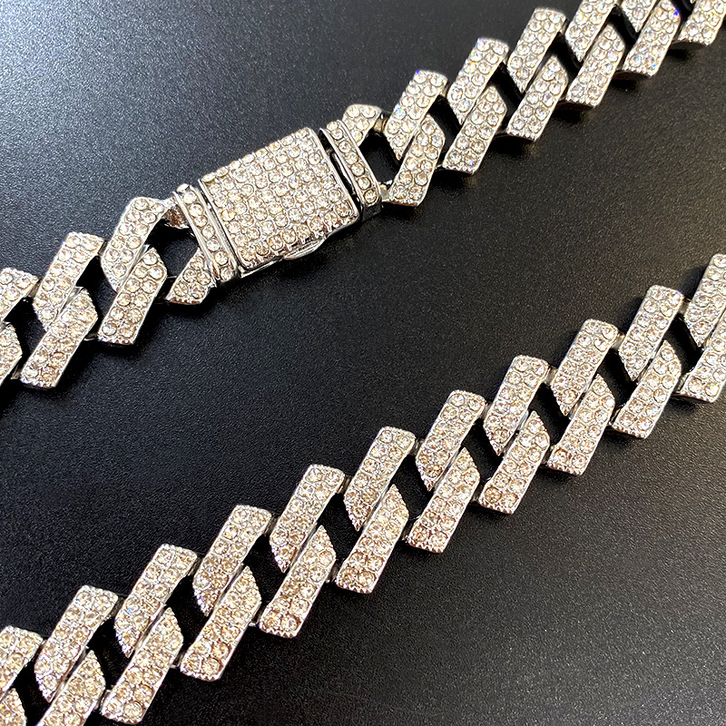 Wang Jia'er's Same Hip Hop Cuban Versatile for Men and Women Full Diamond Couple Bracelet_voghion.com
