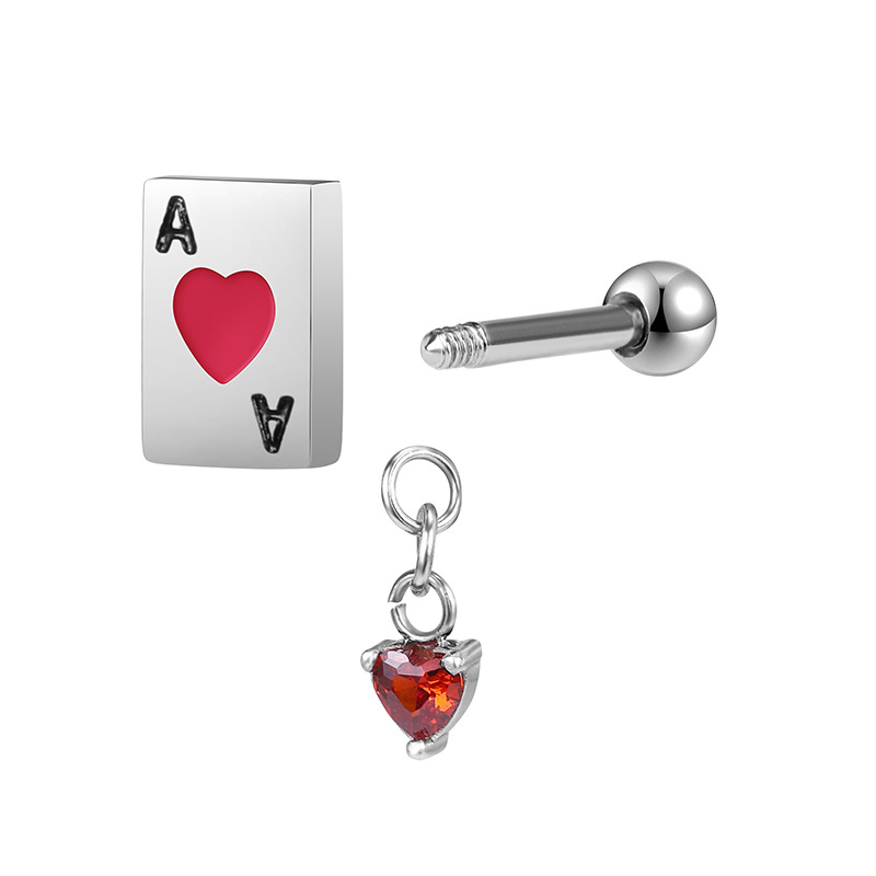 2023 Original New Stainless Steel Stud Earrings Poker Series Ear Bone Stud Titanium Steel Earrings Female Diamond Earrings Ear Buckle detail image 13