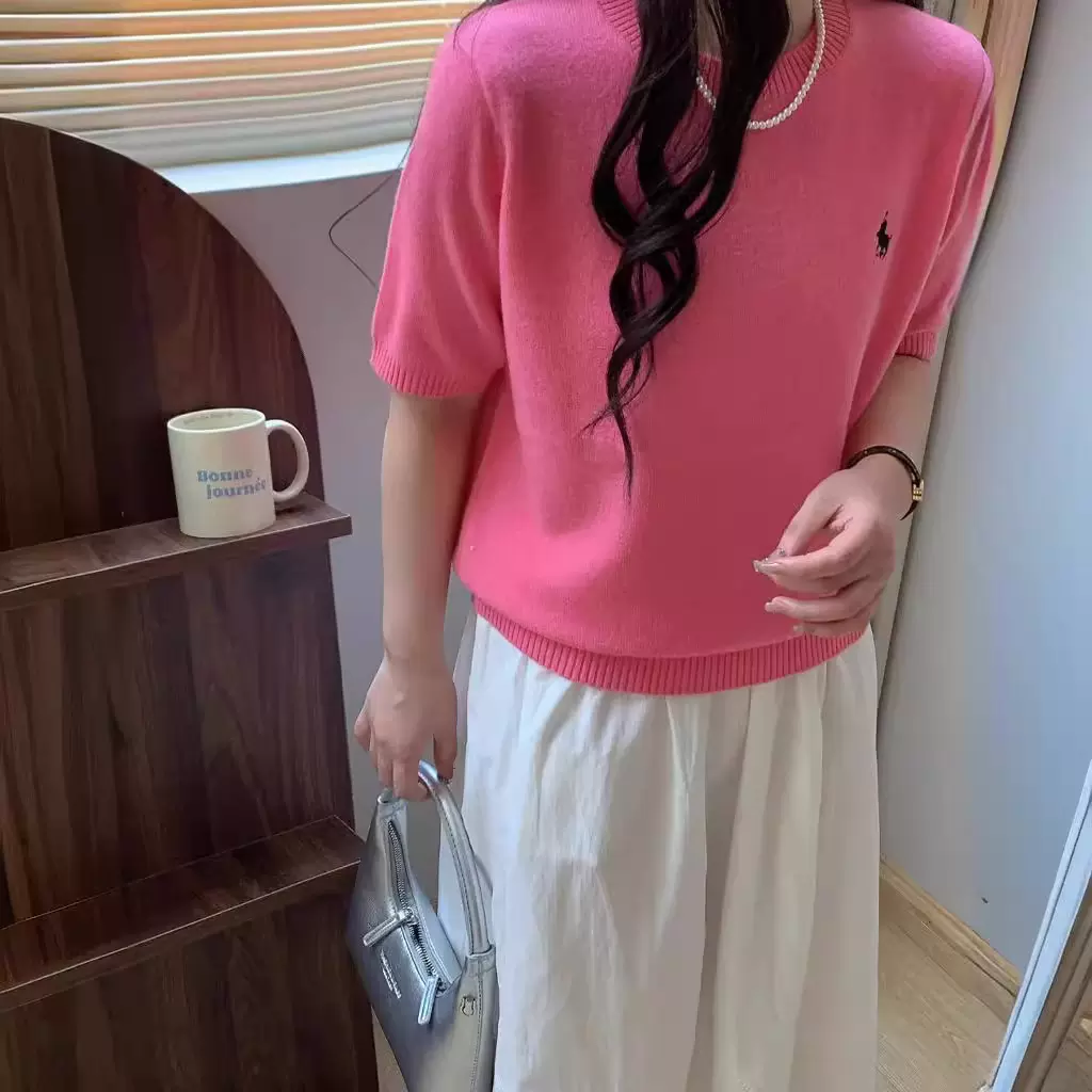 薄款短袖针织衫女2024新款初春上衣韩系穿搭春款时尚爆款女士t恤