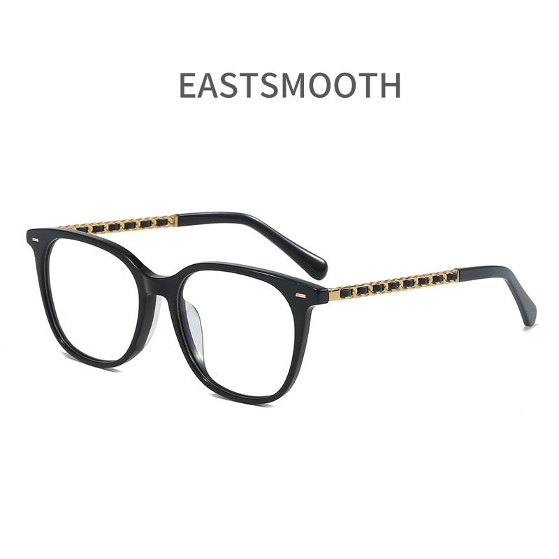 Ch3435 Xiaohongshu Same Style Xiaoxiangjia Black Frame Double C Plain Anti-Blue Light Women's Myopia Glasses Frame High Version