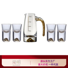 轻奢高档金箔玻璃酒具套装分酒器带刻度白酒壶子弹杯家用送礼礼盒