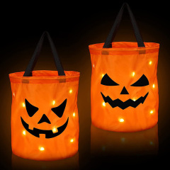 新型ハロウィーン鬼節児童キャンディー誕生日プレゼント袋LED発光カボチャ袋装飾用品手提げ袋