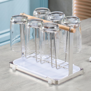 Stainless steel cup holder household water Cup draining rack light luxury upside down glass water tray ins Cup storage rack