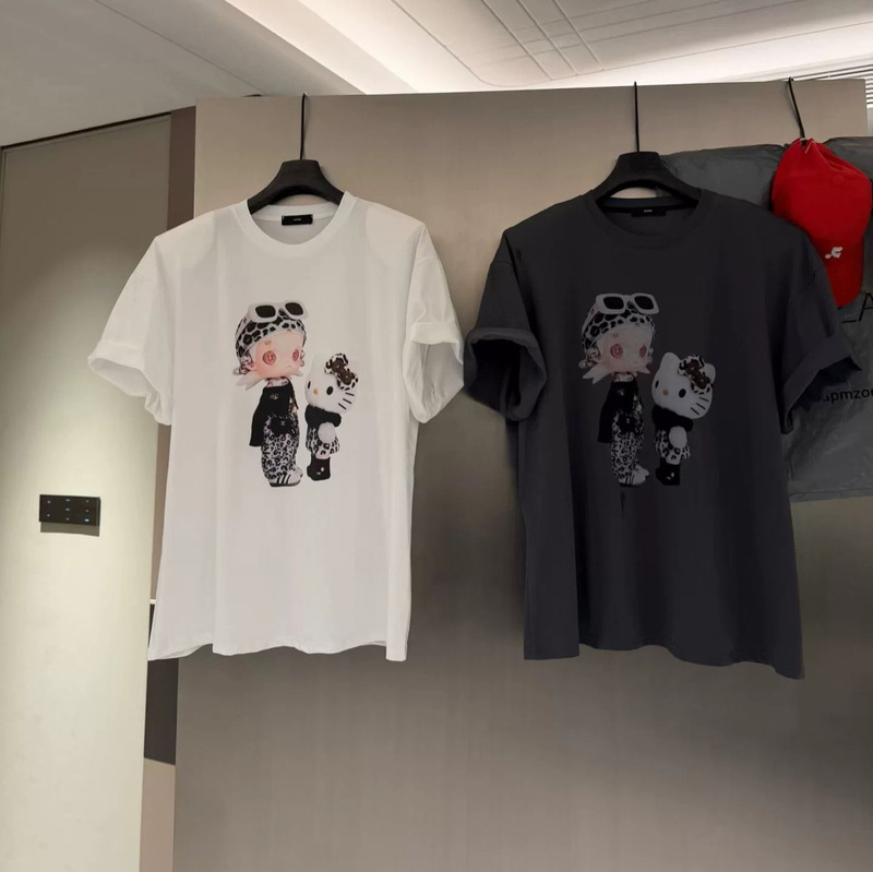 26 New Summer Style Korean Style Fashionable and Fun Cartoon Animation Print Round Neck Short-Sleeved T-Shirt for Women, Loose and Lazy