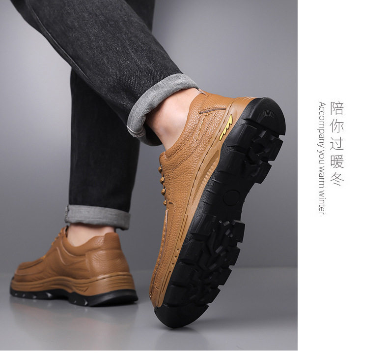 Giày da nam da bò thật mũi tròn đế dày đa năng thoáng khí — q6303 kaki, q6303 màu nâu, q6303 đen chi tiết 19